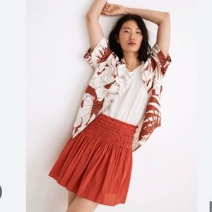 Madewell Smocked Pull-On Mini Skirt in Rusted Clay Size Small
